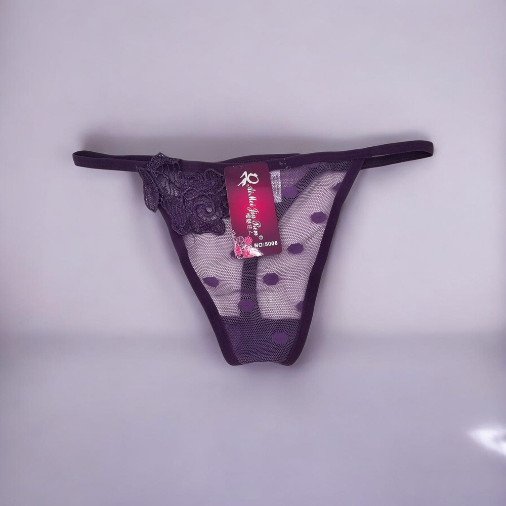 Women’s Purple Lace Thong Panty – Sheer, Soft & Comfortable Fit – New with Tag